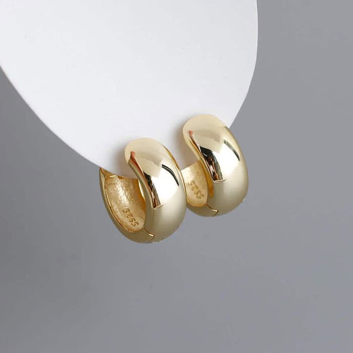 Ohrringe Silber Creolen Breit Gold – Bild 6