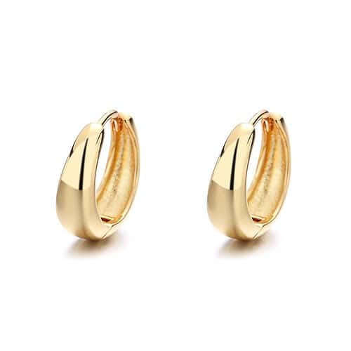 Breit Gold Creolen in 925 Sterling Silber
