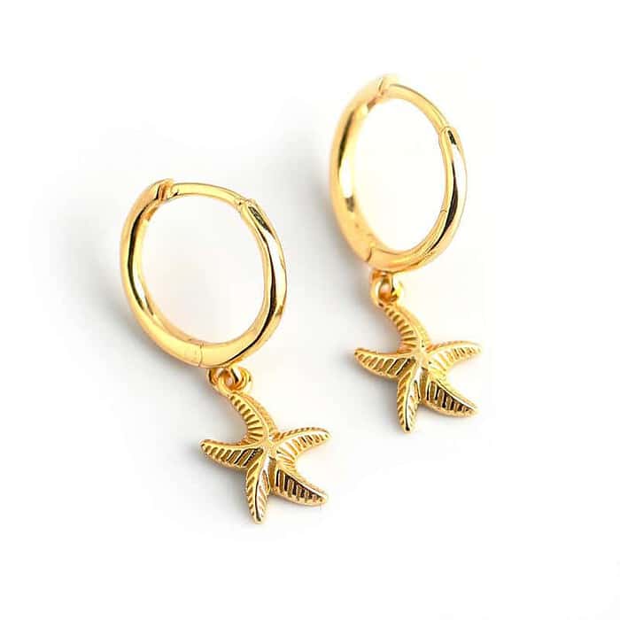 925 Silber Seestern Damen Ohrringe Gold