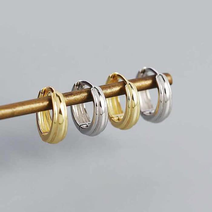 925 Silber Huggies Ohrringe Damen Gold – Bild 3