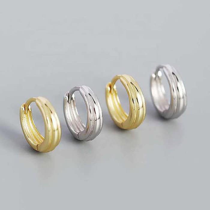 925 Silber Huggies Ohrringe Damen Gold – Bild 5
