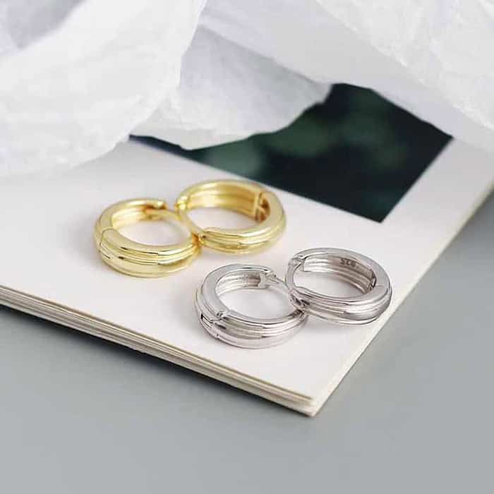 925 Silber Huggies Ohrringe Damen Gold – Bild 6
