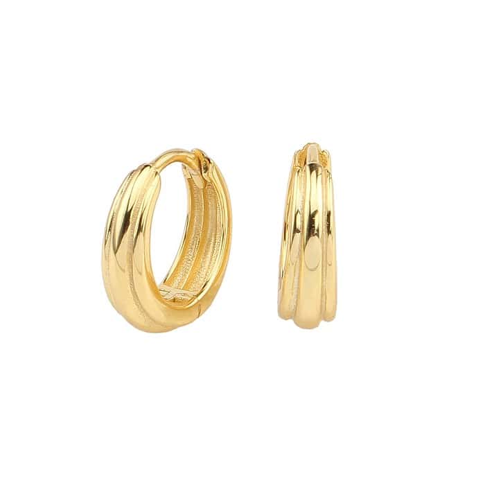 925 Silber Huggies Ohrringe Damen Gold