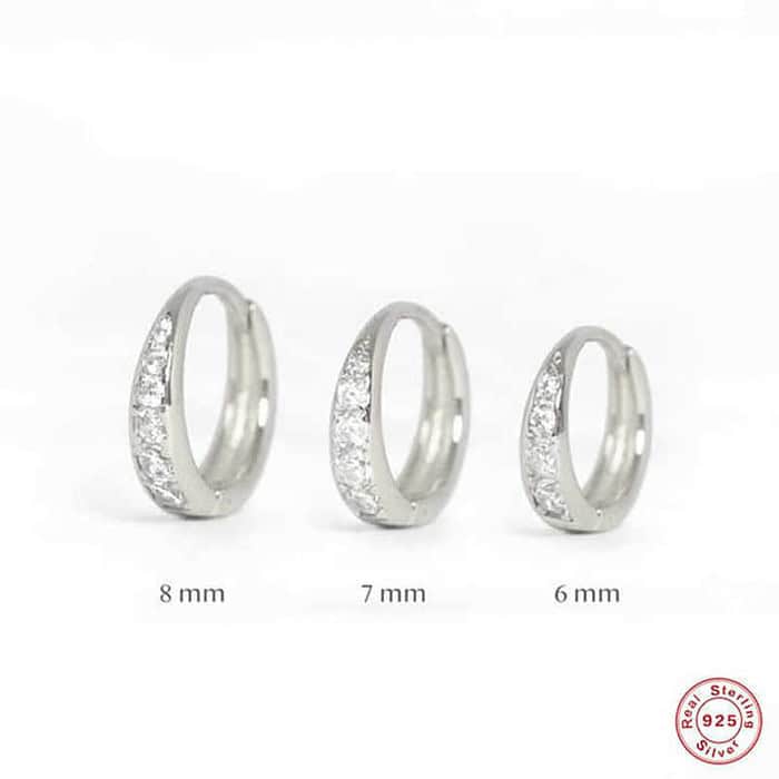 925 Silber Huggies Ohrringe Damen Zirkon – Bild 3