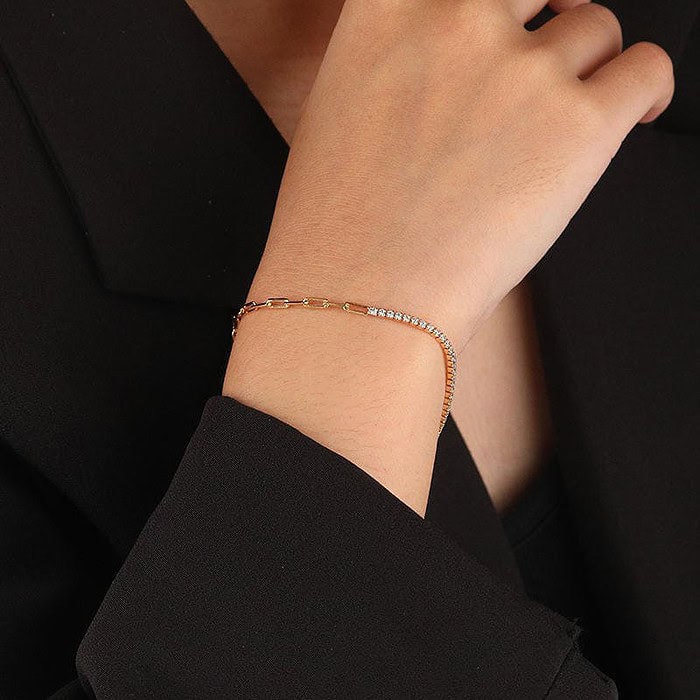 Paperclip Silber Damen Armband Zirkonia – Bild 3
