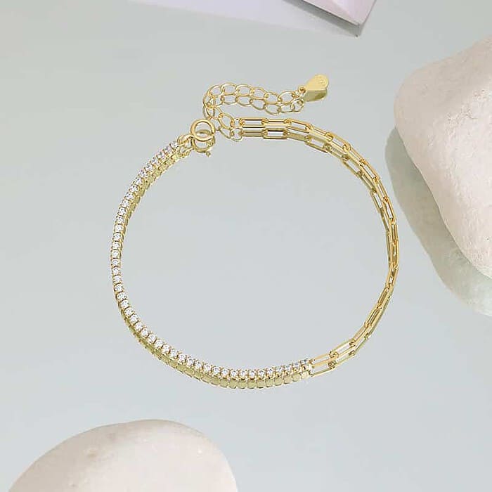 Paperclip Silber Damen Armband Zirkonia – Bild 4
