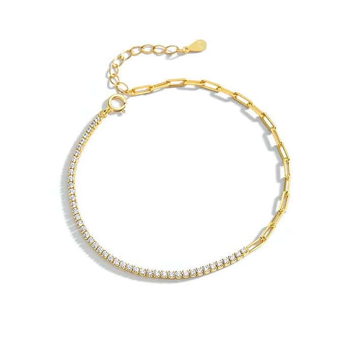 Paperclip Silber Damen Armband Zirkonia