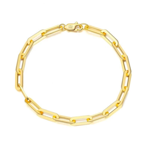 925 Silber Paperclip gliederarmband 18K Vergoldet