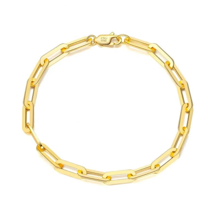 925 Silber Paperclip gliederarmband 18K Vergoldet