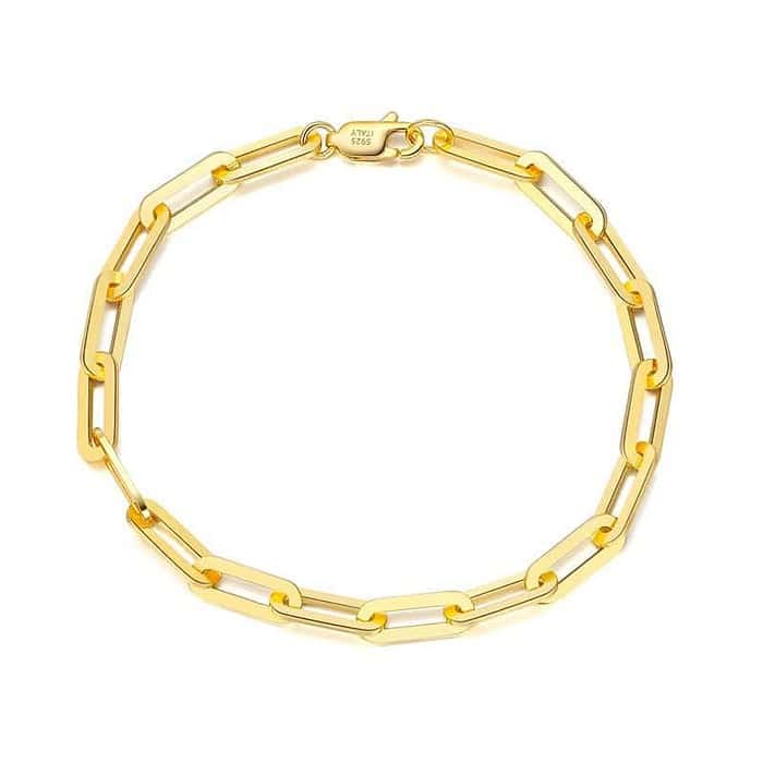 925 Silber Paperclip Armband 18K Vergoldet – Bild 6