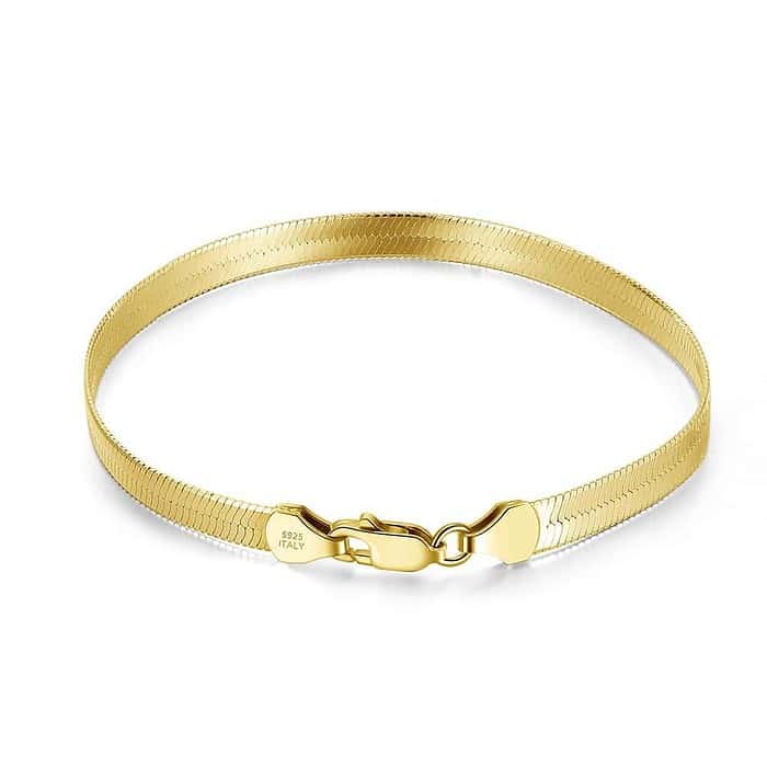 925 Silber Schlange Herren Armband Gold