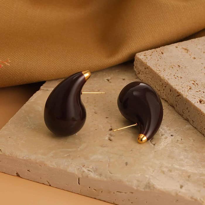 Damen Ohrstecker Tropfen Schwarz – Bild 4