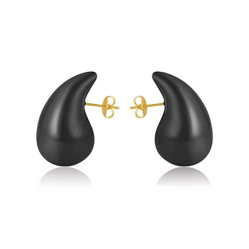 Gold Tropfen Ohrstecker für Damen und Herren in Schwarz
