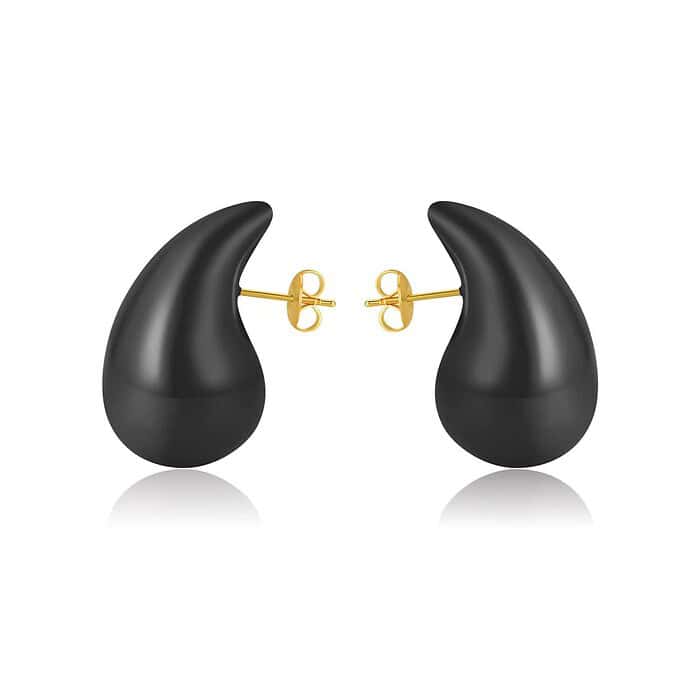 Gold Tropfen Ohrstecker für Damen und Herren in Schwarz