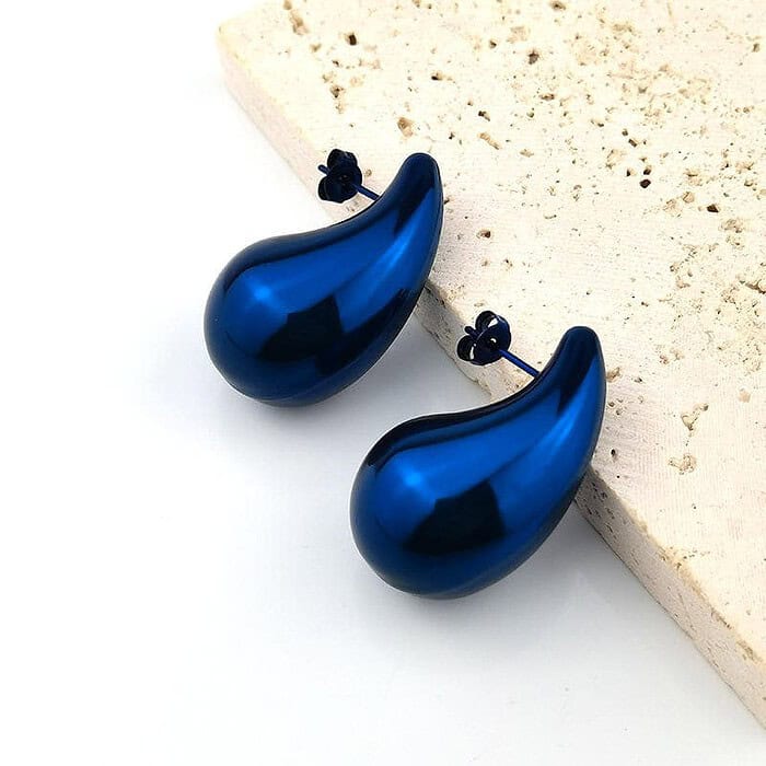 Damen Edelstahl Ohrstecker Tropfen Blau – Bild 3