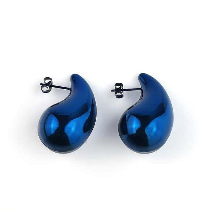 Damen Edelstahl Ohrstecker Tropfen Blau