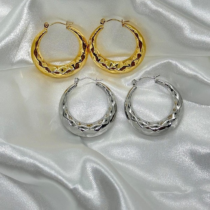 Hoop Ohrringe Damen Edelstahl Gold Große – Bild 4