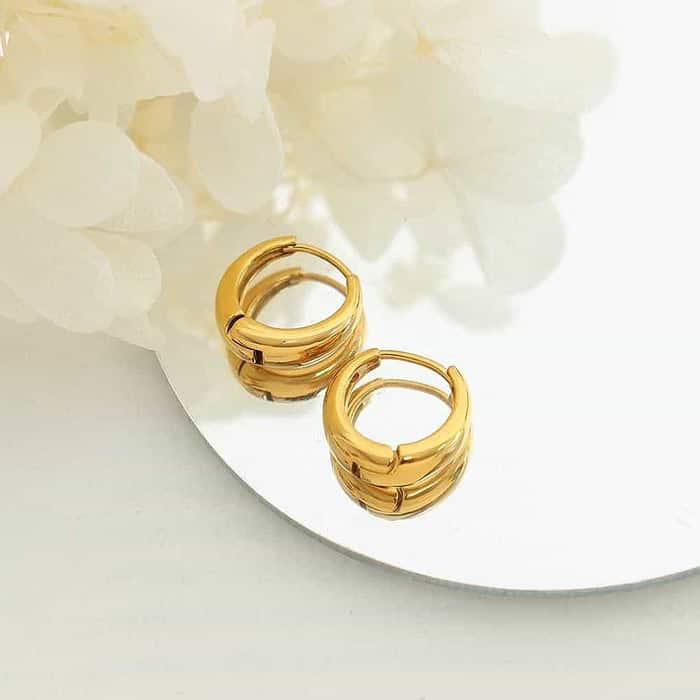 Huggies Ohrringe Damen Edelstahl Gold – Bild 4