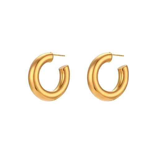 Damen Große Hoop Ohrringe Gold