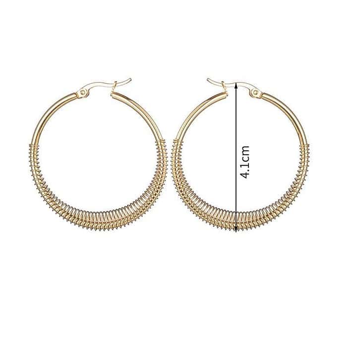 Damen Edelstahl Ohrringe Creolen Gold – Bild 5