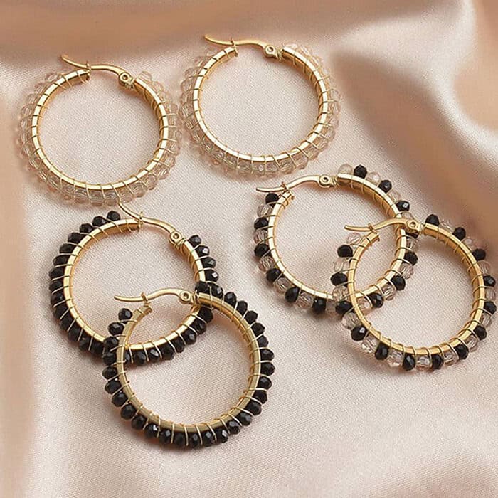 Damen Edelstahl hoop ohrringe – Bild 2