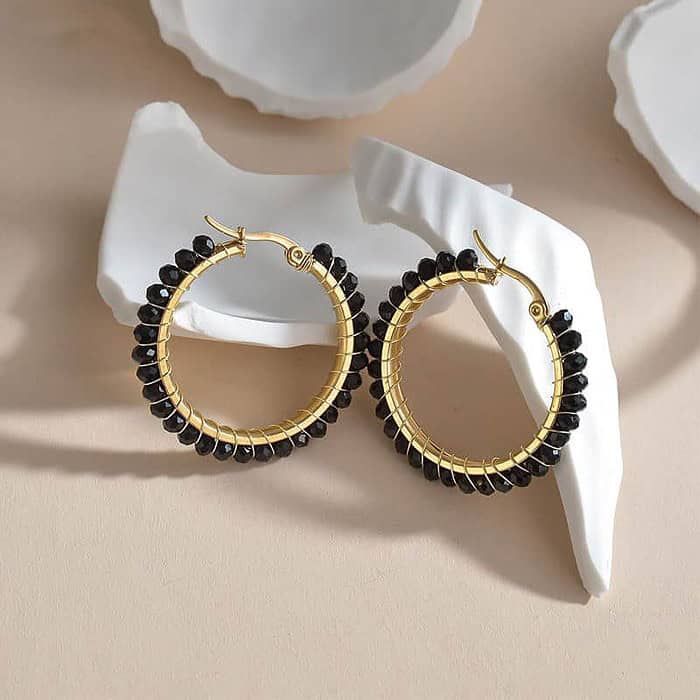 Damen Edelstahl hoop ohrringe – Bild 4
