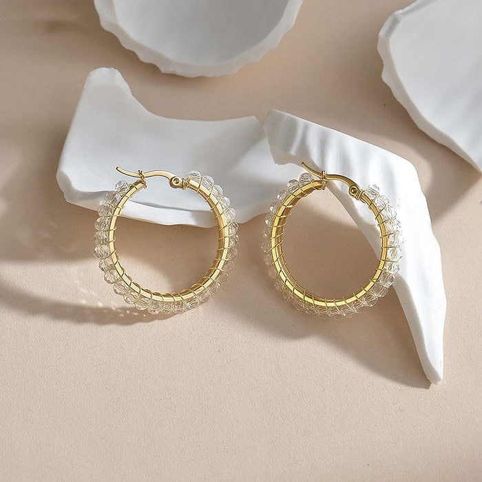 Damen Edelstahl hoop ohrringe – Bild 5