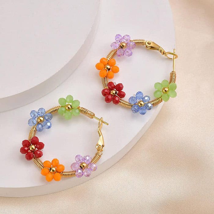 Boho Damen Edelstahl ohrringe Blumen – Bild 9