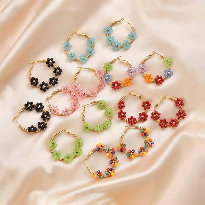 Boho Damen Edelstahl ohrringe Blumen – Bild 2
