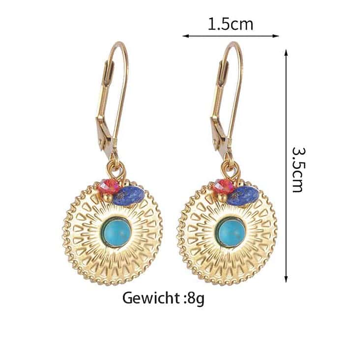 Boho Gold Ohrringe mit Türkis für Damen – Bild 3