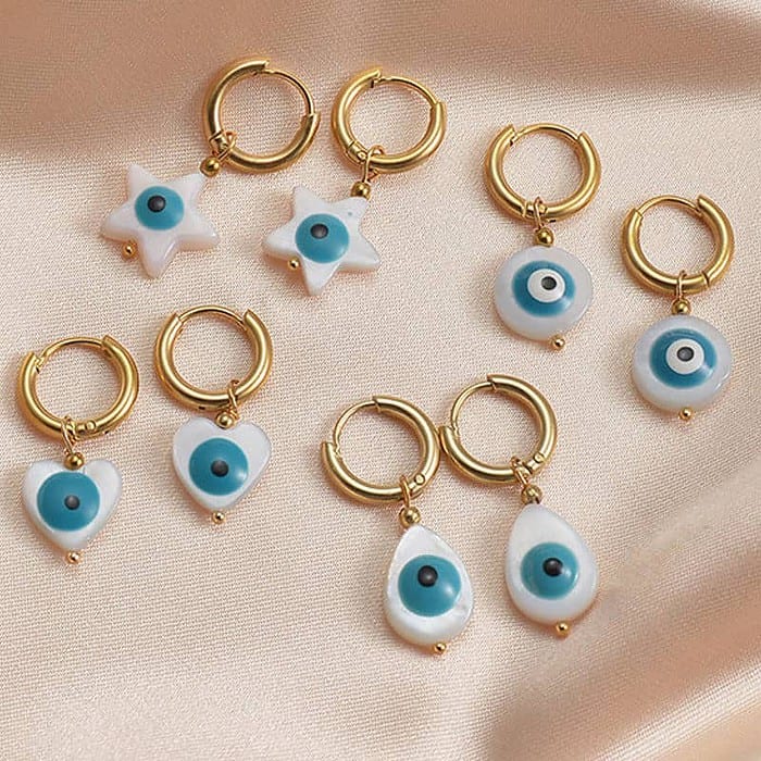 Goldene Herz Auge Ohrringe – Bild 2