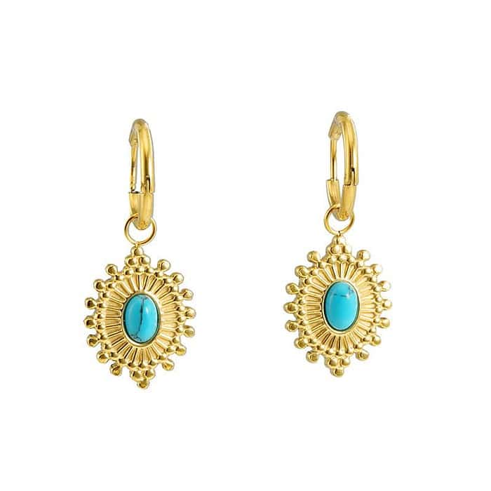 Boho Gold Damen Ohrhänger mit Türkis Stein