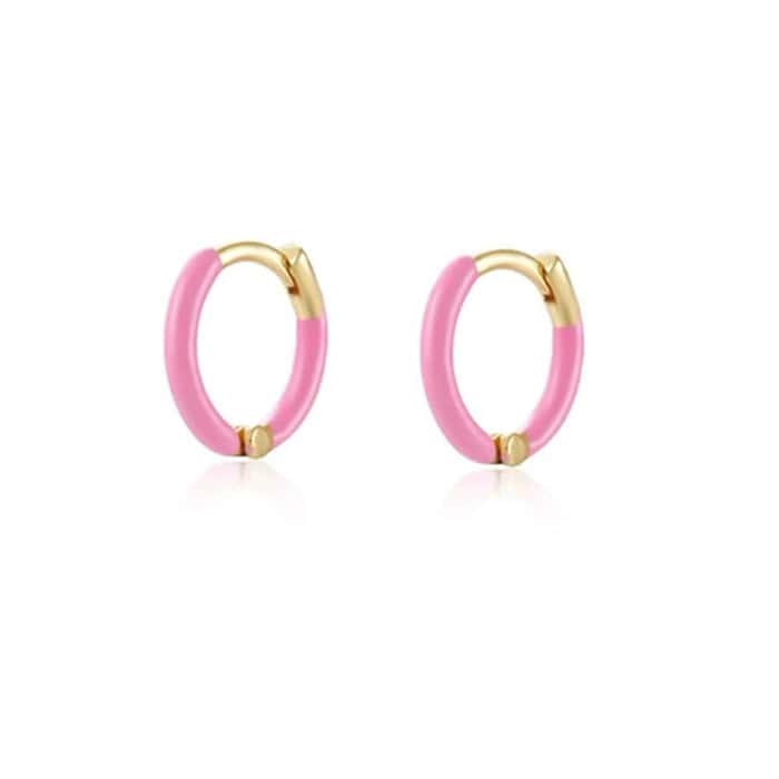 Huggie Emaille Ohrringe Damen Multicolor – Bild 7