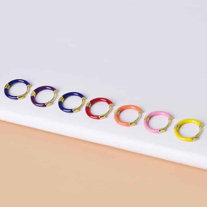 Huggie Hoop Ohrringe Damen Multicolor – Bild 2