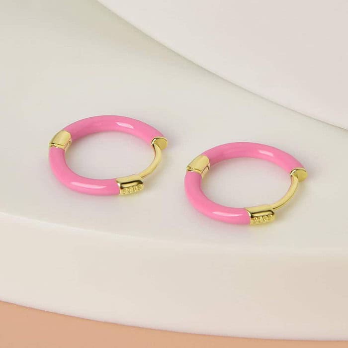 Huggie Hoop Ohrringe Damen Multicolor – Bild 5
