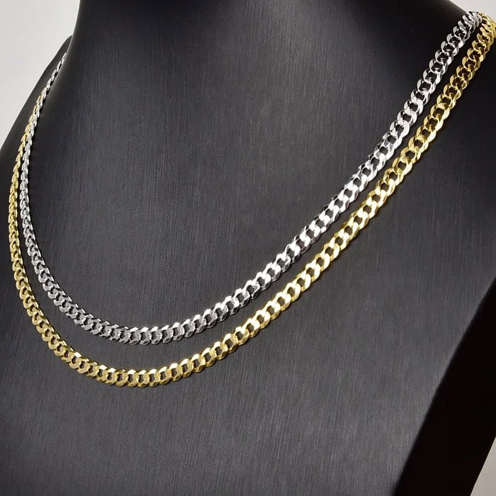 Cuban Kette Silber Herren Gold – Bild 2