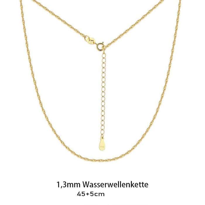 Ketten Silber Damen Wasserwellenkette 18K Vergoldet – Bild 5