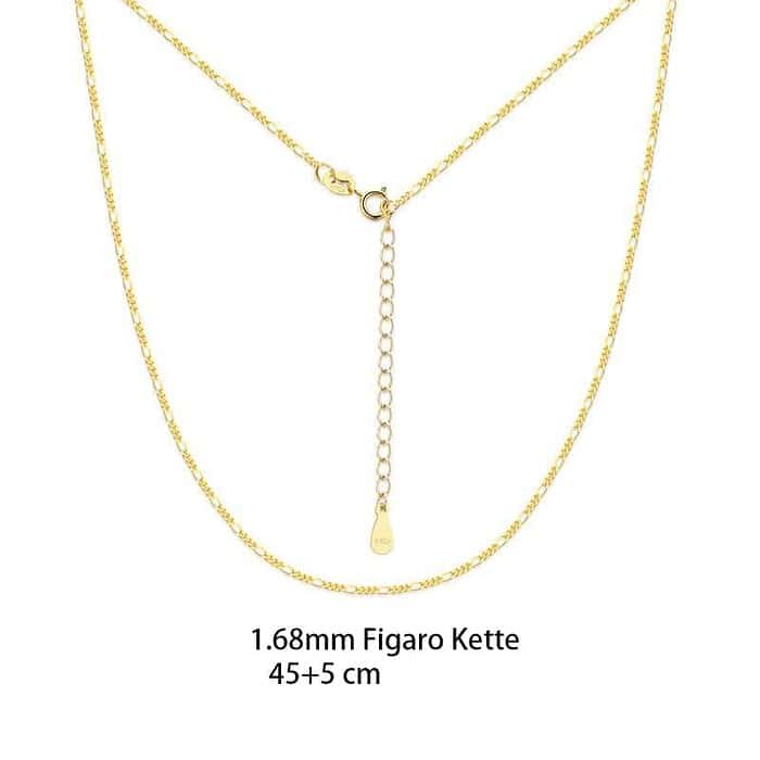 Figaro Silber Ketten Damen 18K Vergoldet – Bild 5