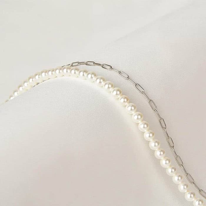 Damen Kette Halb Perlen Halb Gold – Bild 4