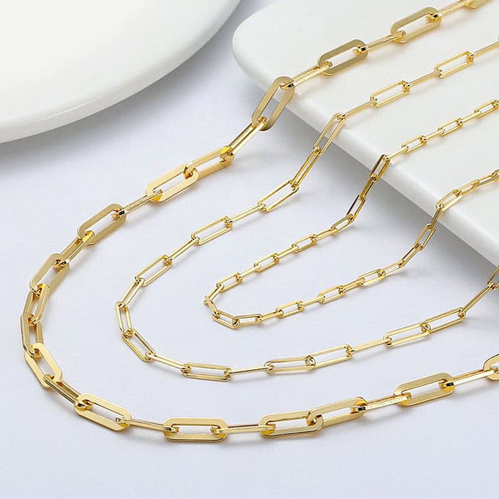 Silber Paperclip Kette 18k vergoldet – Bild 5