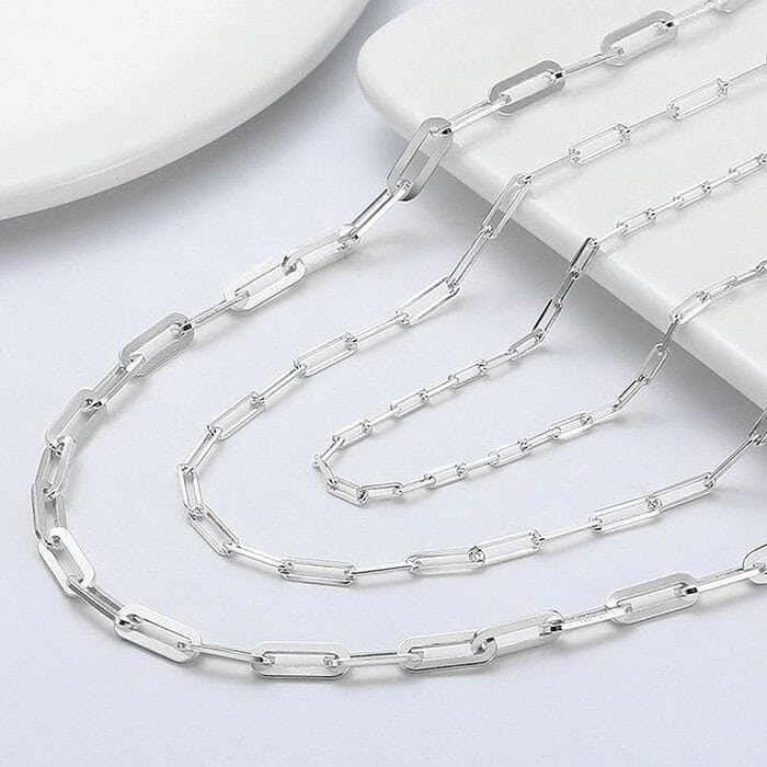 Silber Paperclip Kette 18k vergoldet – Bild 4