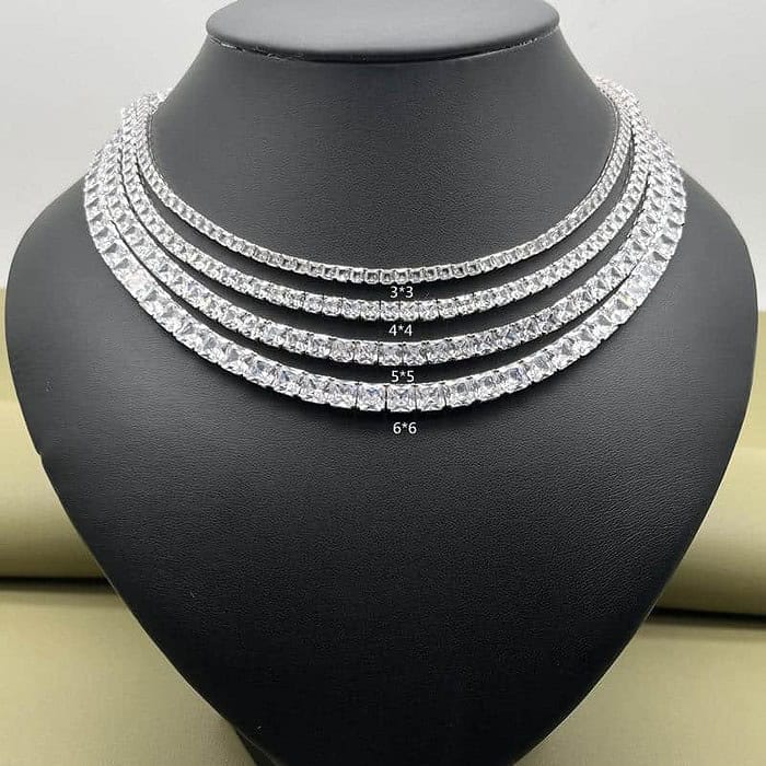 Silber Zirkon Tennis Kette Herren – Bild 7