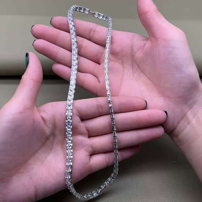 Silber Zirkon Tennis Kette Herren – Bild 3