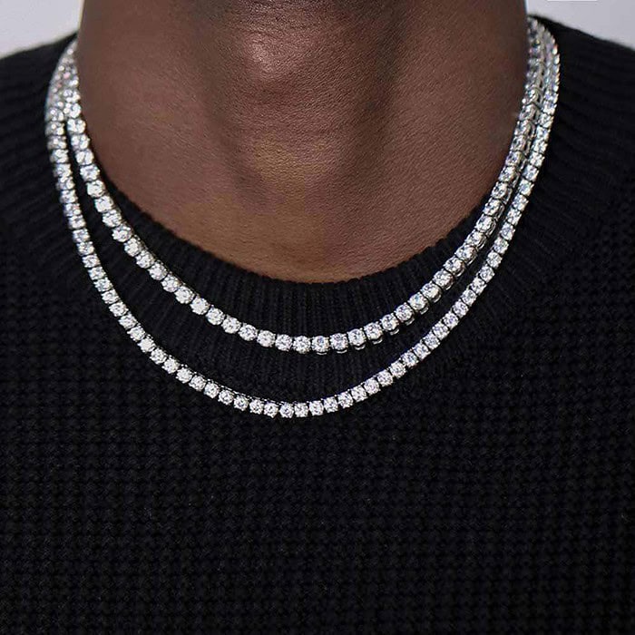 Silber Zirkon Tennis Kette Herren – Bild 4