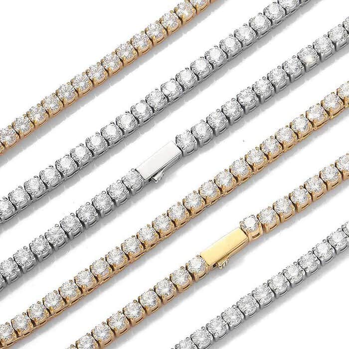 Silber Zirkon Tennis Kette Herren – Bild 5