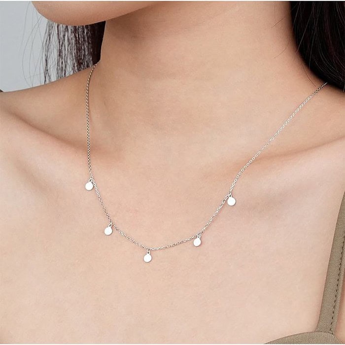 Damen Silber Halskette Mit Plättchen – Bild 2