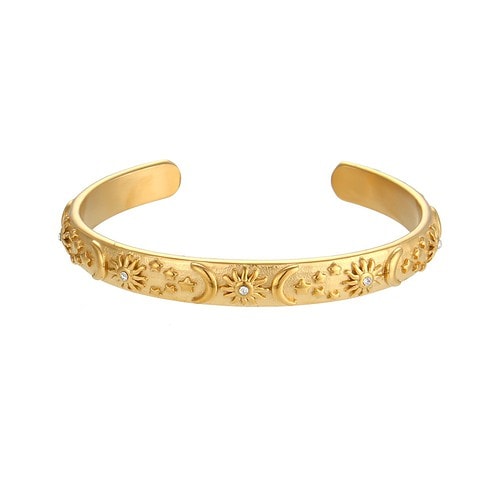 Armreif Gold Damen Offen Sterne Mond Sonne