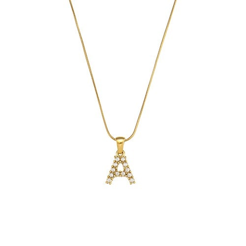 Buchstaben Kette Perlen 18K Vergoldet Gold