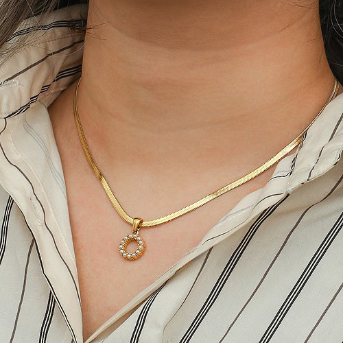 Buchstaben Kette Perlen 18K Vergoldet