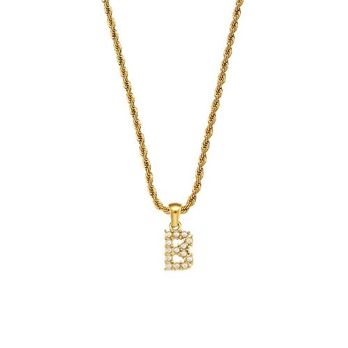 Buchstaben Kette 18K Vergoldet Perlen